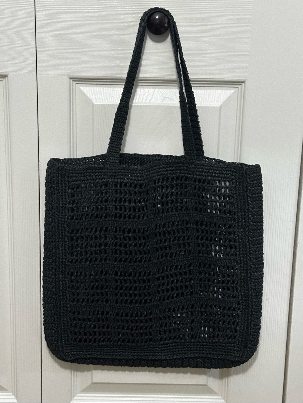 Tory Burch Ella‎ Hand-Crocheted Tote in Black EUC - Picture 2 of 11